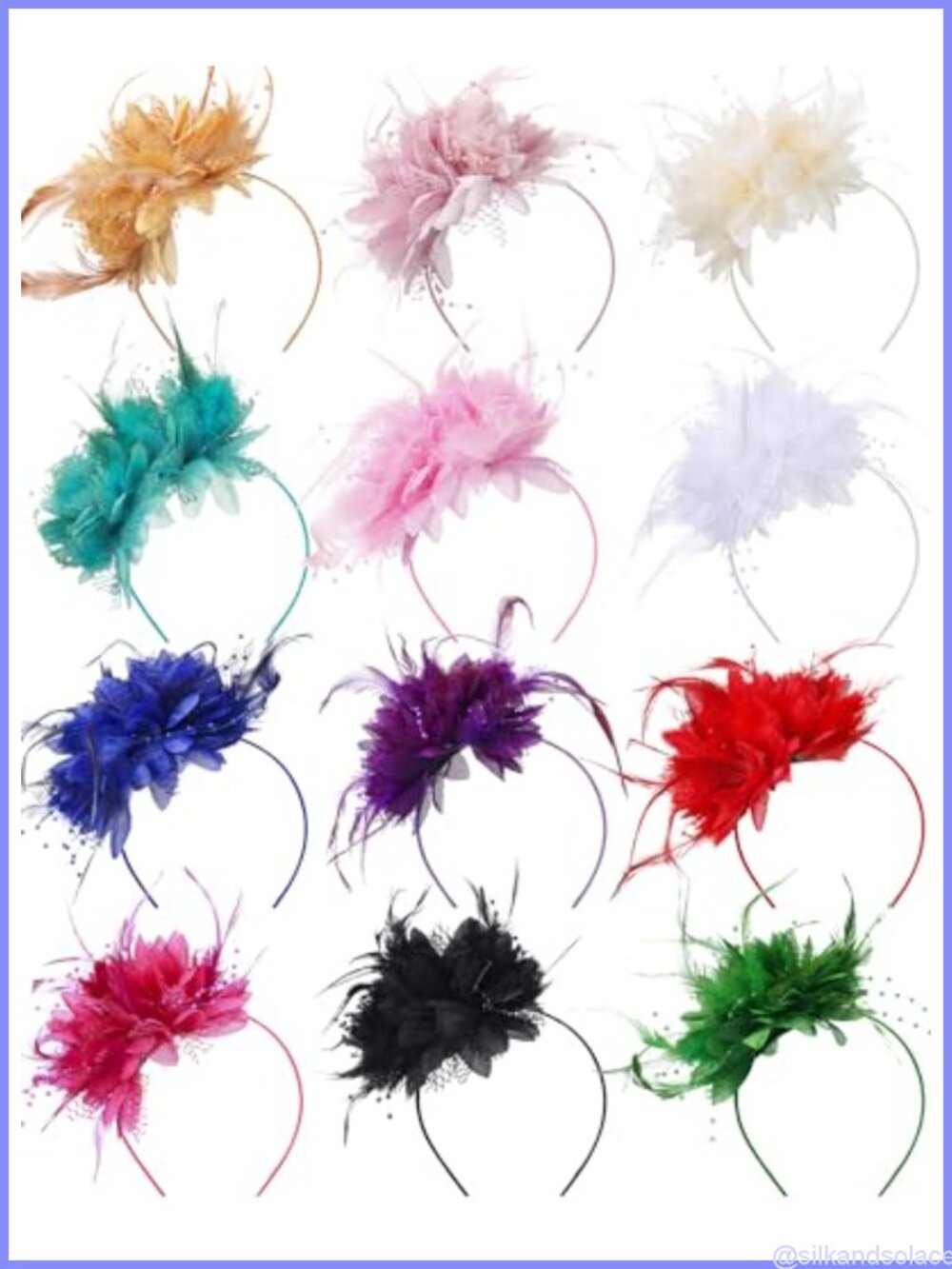 12 Pc Fascinator Hats Mesh Faux Feather Tea Party Derby Headwear